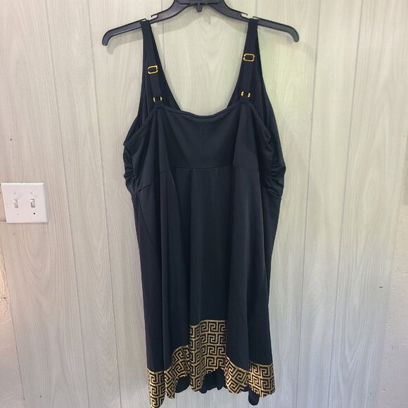 Swimsuits For All 30 Plus Size Scalloped Gold Hem Black NWOT - Picture 3 of 6
